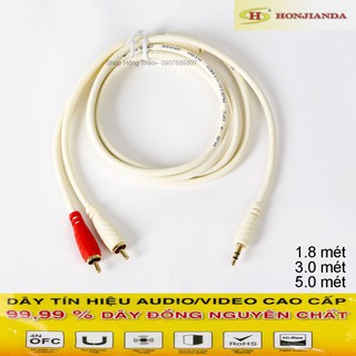 Dây loa 1 đầu 3.5 ra 2 AV loại xịn chống nhiễu Choseal dài 1.8m