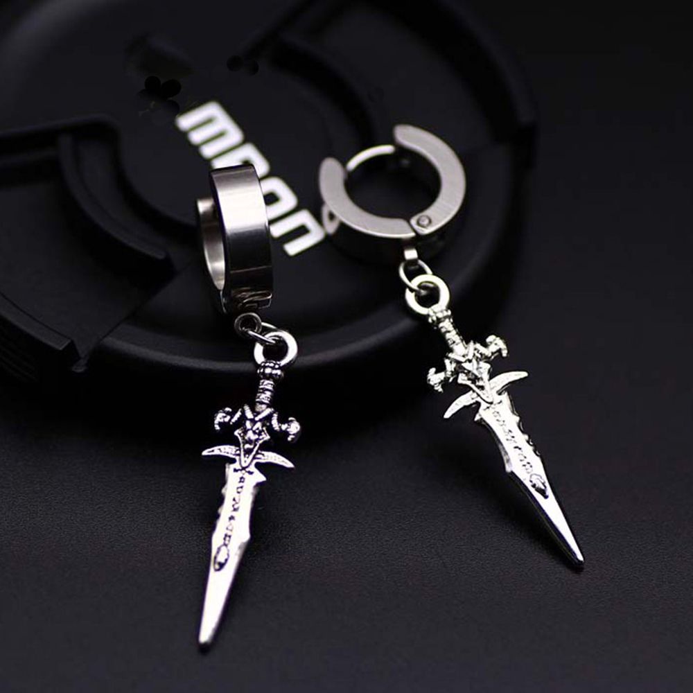 Khuyên Tai Dáng Dài Hình Mũi Tên / Cây Thánh Giá Bằng Thép Không Gỉ Nhiều Màu Thời Trang Cho Nam Và Nữ