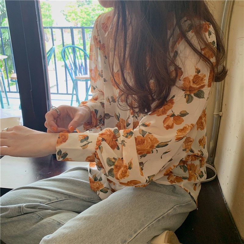 Áo Sơ Mi họa tiết hoa hồng dáng rộng cá tính, siêu đẹp