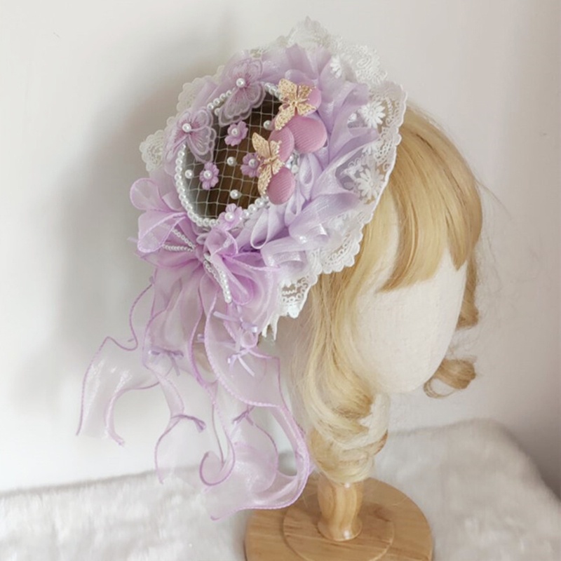 Cài Tóc Đính Nơ Ren Bèo Phong Cách Lolita Cổ Điển