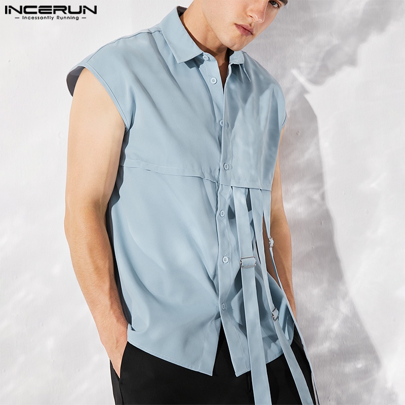 Áo ba lỗ Incerun cài nút thời trang cho nam