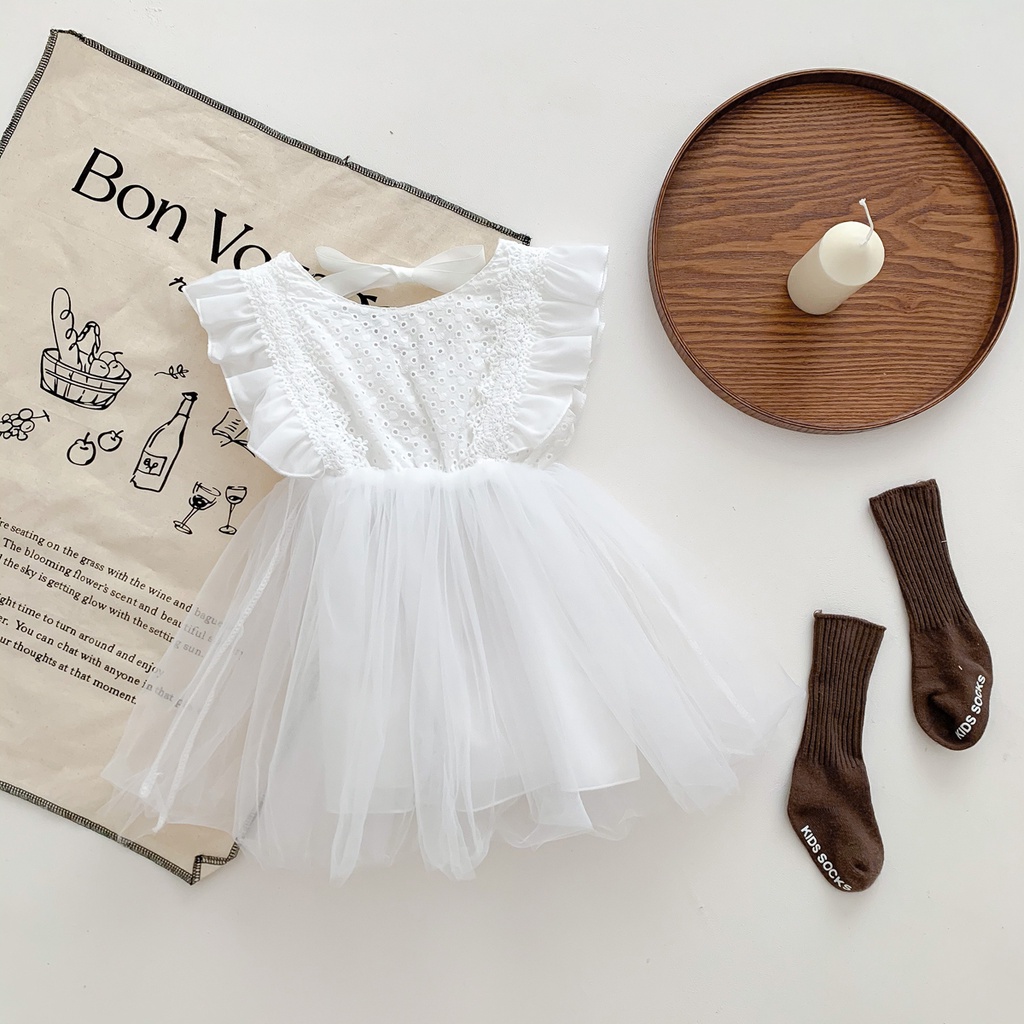 Đầm Công Chúa Phối Ren Cho Bé Gái