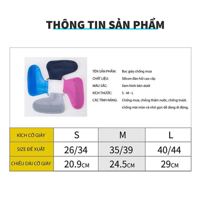 Túi giày đi mưa, chất liệu silicon siêu mềm, dẻo dai, công nghệ nano Nhật Bản chống trượt, chống thấm