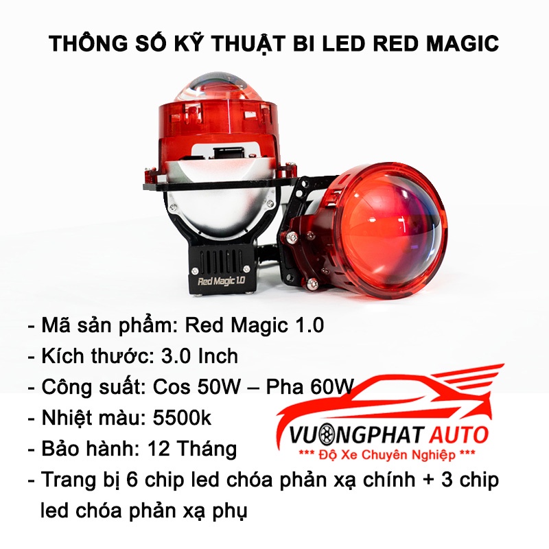 Bi Cầu Ô Tô Xe Máy Titan Red Magic GTR Chính Hãng Miễn Phí Lắp Đặt, Đèn Led Trợ Sáng Siêu Sáng Siền Bảo Hành 12 Tháng