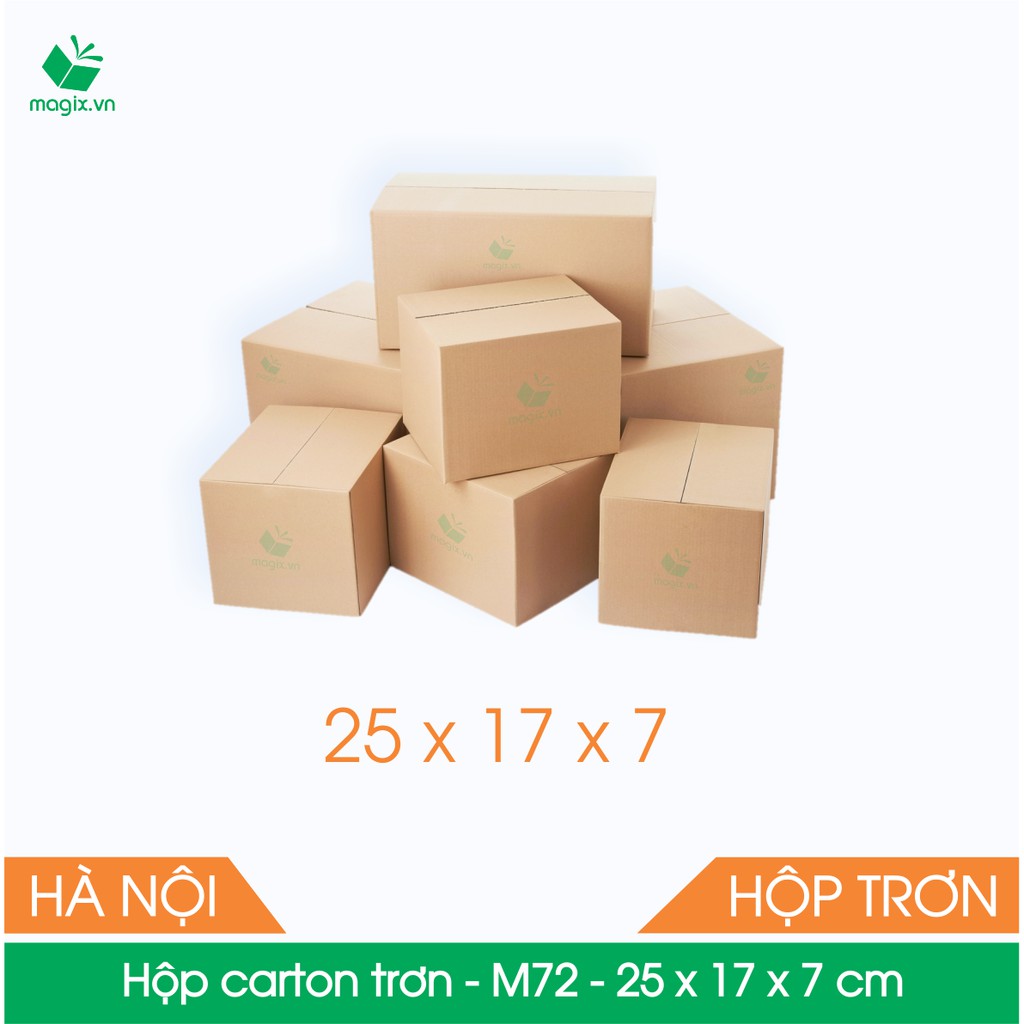 M72 - 25x17x7 cm - 100 Thùng hộp carton trơn đóng hàng