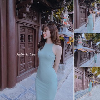 Đầm ôm body blue mint - v36