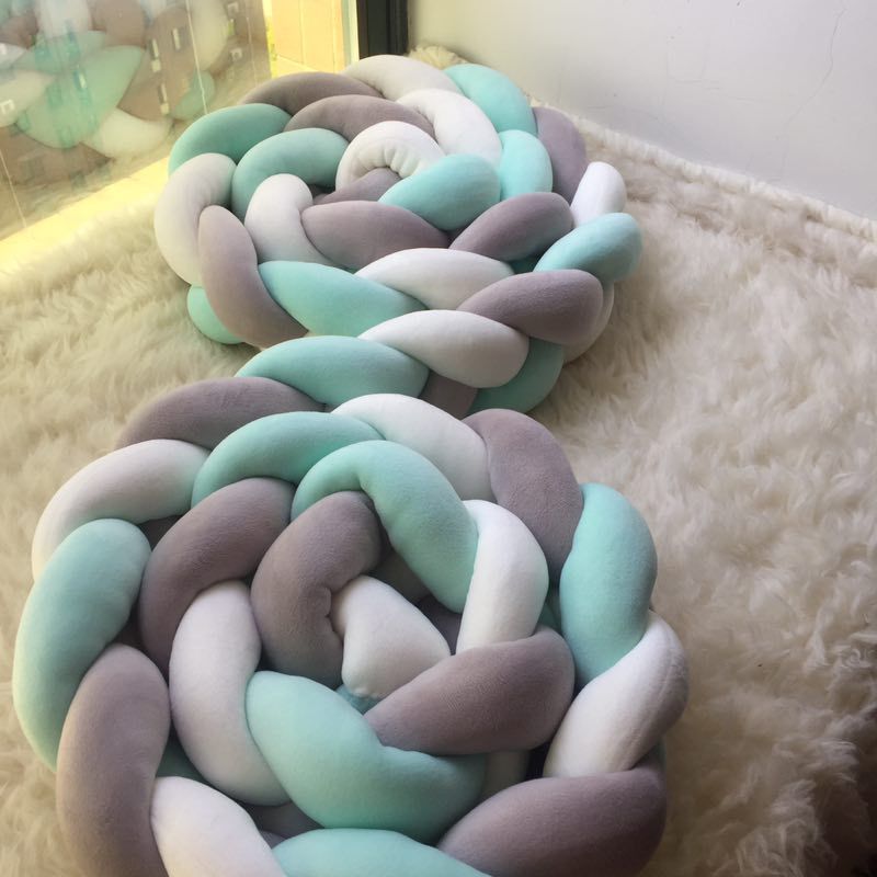 Bộ Gối Cotton Bện Thắt Nút Màu Trơn 2m / 200cm / 79inch Trang Trí Giường Cũi Em Bé Sơ Sinh