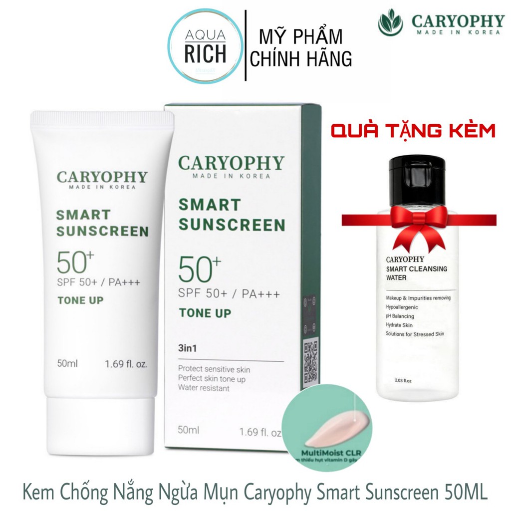 Kem Chống Nắng Caryophy Smart Sunscreen Tone Up 50Ml Ngừa Mụn, Giảm Thâm, Bảo Vệ Da Khỏi Tia UV