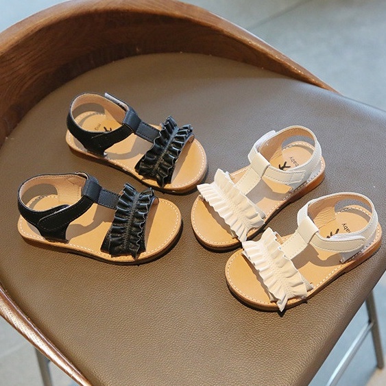 Hàng đẹp _Dép sandal, Sandal nơ bé gái nhún bèo điệu đà đế mềm, chống trơn trượt cho bé từ 1 đến 5 tuổi