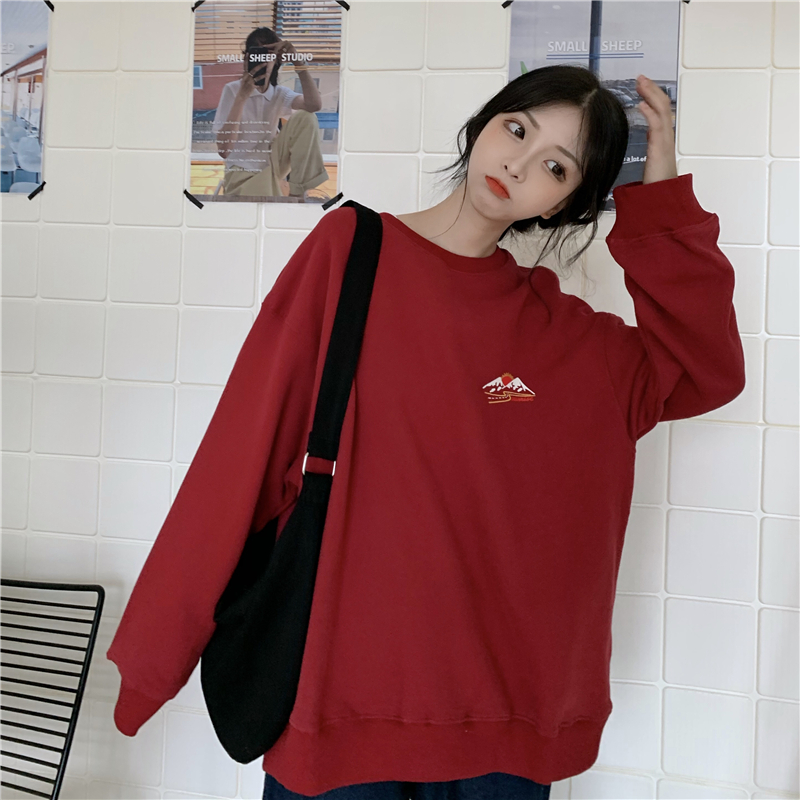 Áo nỉ tay dài form rộng thiết kế sành điệu trẻ trung cho nữ | BigBuy360 - bigbuy360.vn