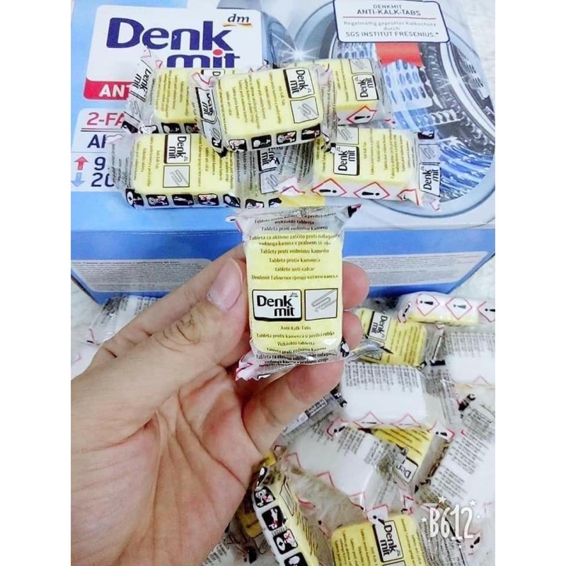 Hộp 60 viên tẩy lồng máy giặt DENKMIT chống bám cặn lồng giặt - Hàng nội địa Đức