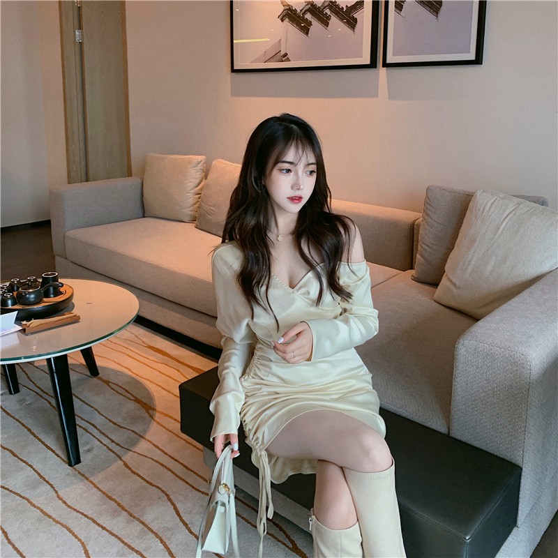 ( ORDER ) Đầm váy nữ lệch vai rút dây sexy ulzzang AK1094 | BigBuy360 - bigbuy360.vn