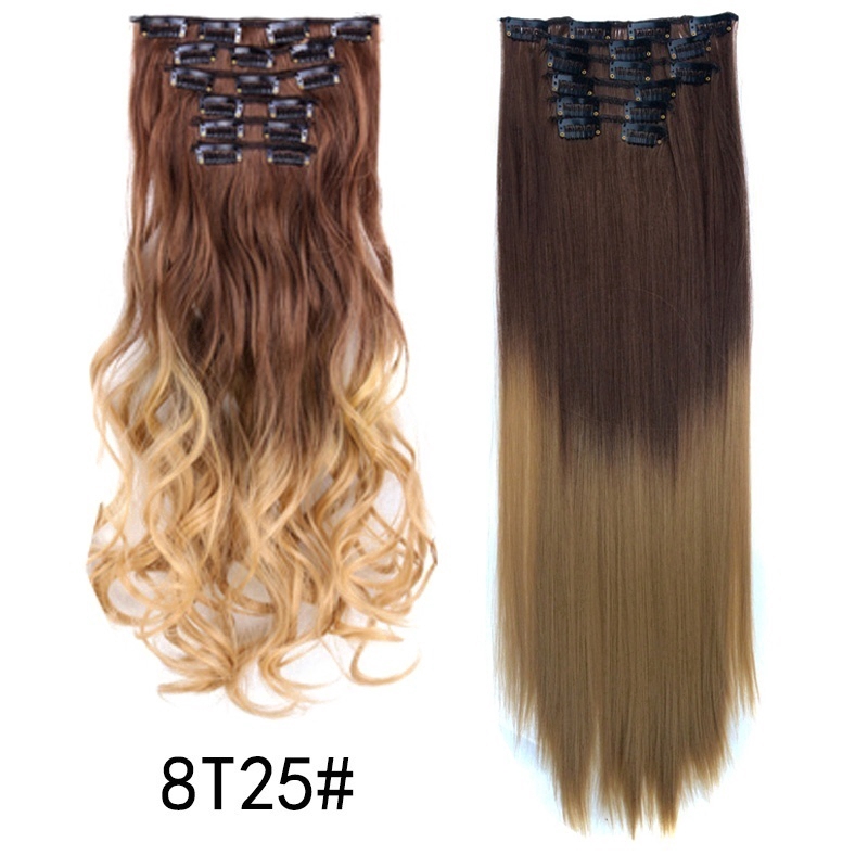 Bộ tóc giả WIGSIN nối dài tóc thẳng/ xoăn màu ombre có 16 kẹp tiện lợi