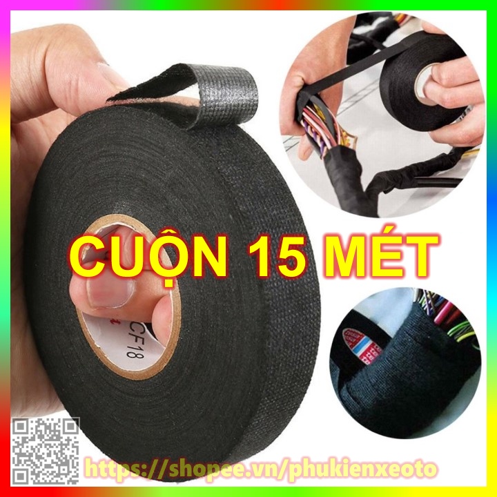 Băng keo vải chịu nhiệt quấn dây điện 9mm, 19mm, 32mm