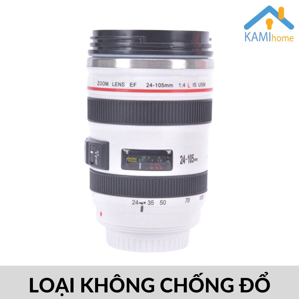 Ly giữ nhiệt inox (Chống Đổ nghiêng) hình ống kính máy ảnh cỡ 400ml cốc cà phê bình nước KM22058