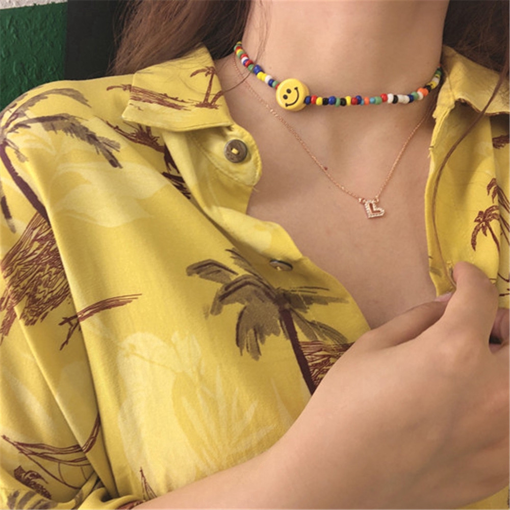 Dây chuyền mặt cười đính đá nhiều màu sắc thời trang cho nữ