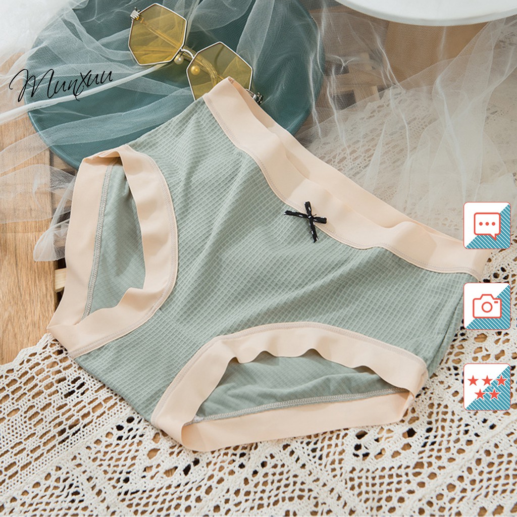 Quần lót nữ Cotton cao cấp phối su lạnh màu trơn mặt lưới co dãn 4 chiều thoáng mát - MUNXUU QC09