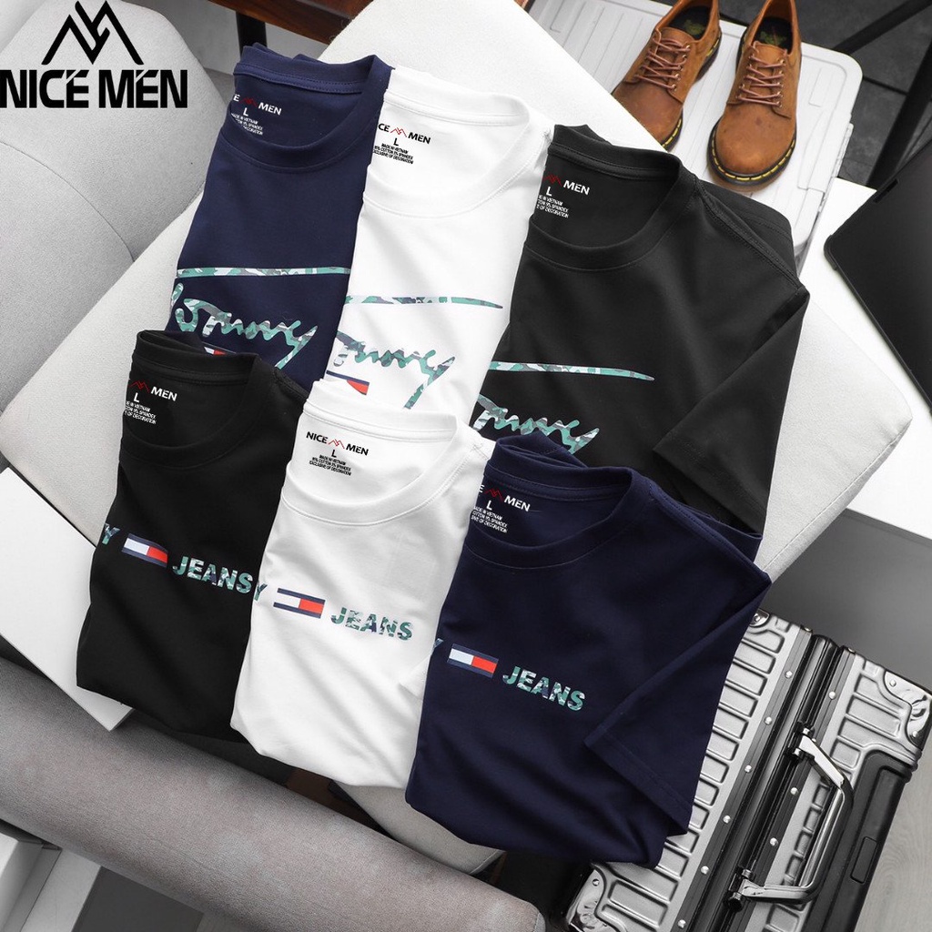 Áo Thun Nam Cổ Tròn IN HÌNH TOMMY 3 vải Cotton tay ngắn co giãn dày dặn 3 màu cao cấp- NICEMEN