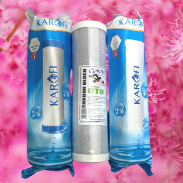 BỘ 3 LÕI LỌC THÔ 123 THAY CHO MÁY KAROFI MODEL S-S038 hoặc OP1310 - SỐ 2 LÀ LÕI CTO OEM