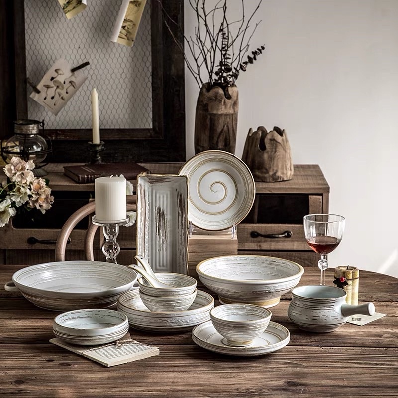 Bộ bát đĩa retro cổ điển phong cách Nhật