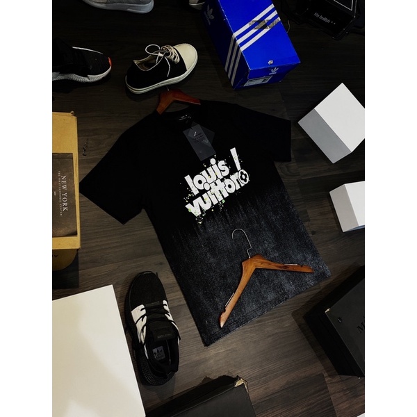 Áo Phông Nam Lv was Loang in chữ nổi - Áo Thun Nam Lv was chữ cao cấp giá rẻ