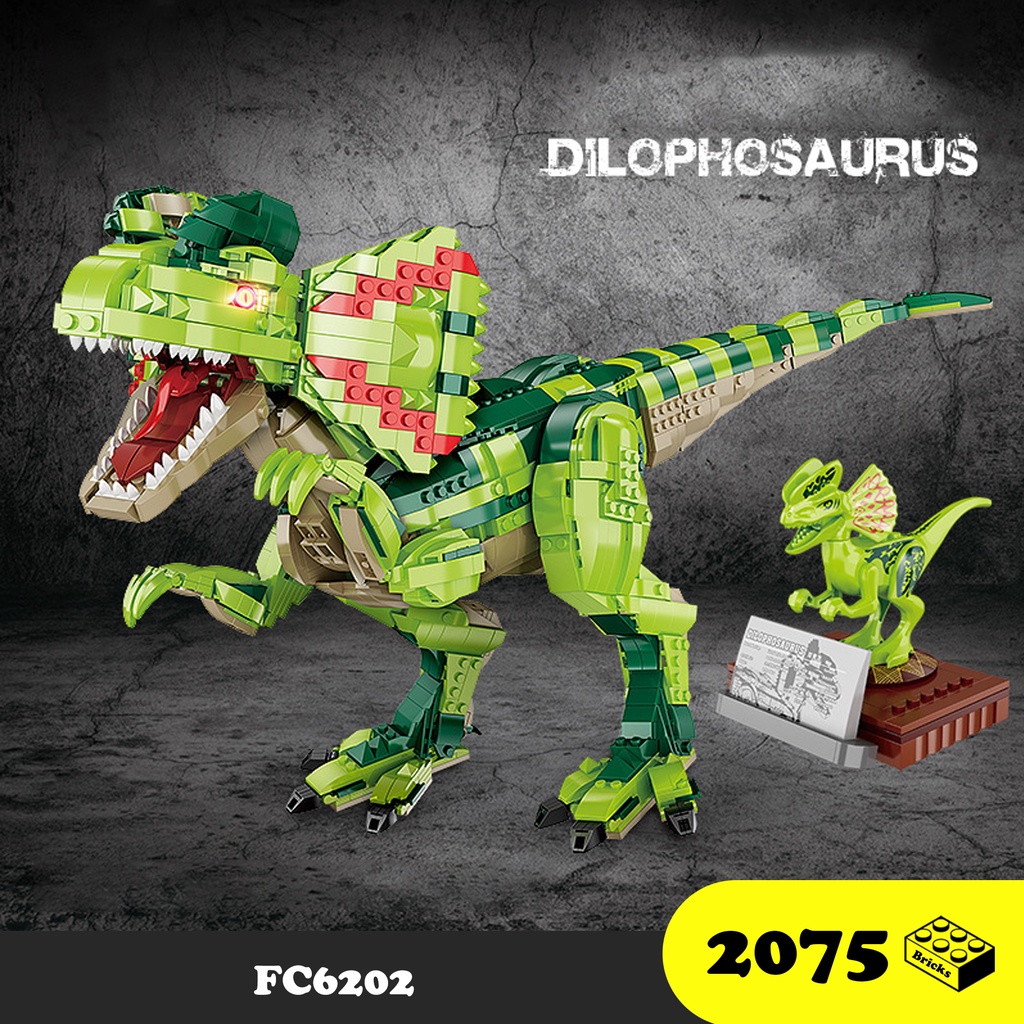 Đồ chơi lắp ráp Khủng long Ăn thịt FC6202 - Big Dinosaur Dipholosaurus - Xếp hình thông minh mô hình 2075 mảnh ghép