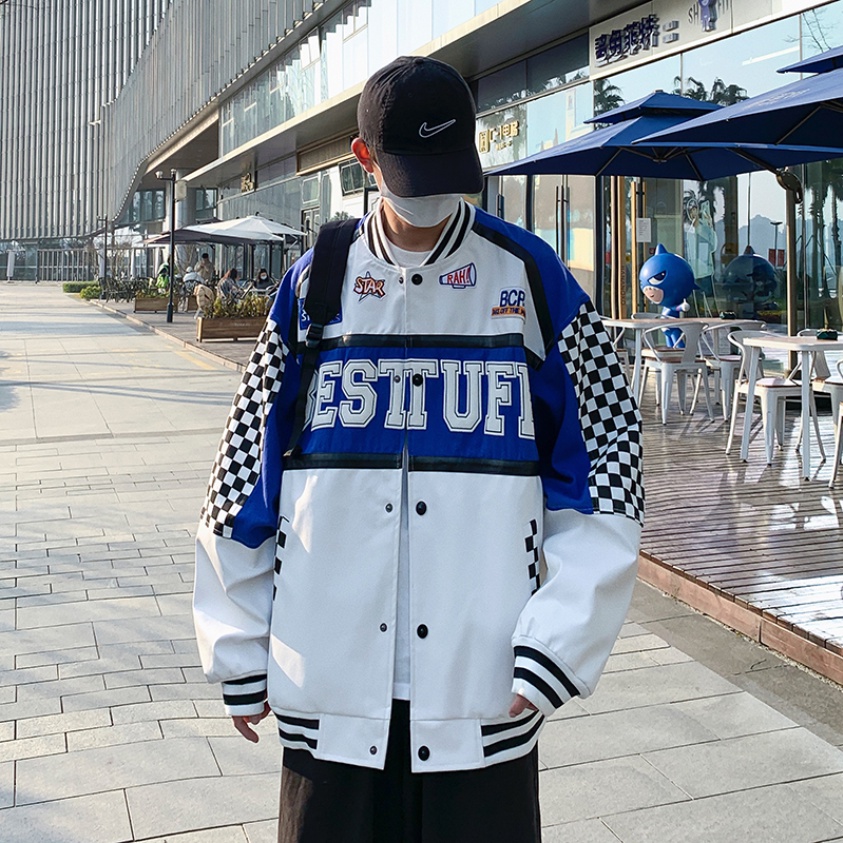 Áo khoác bóng chày nam in chữ phong cách hàn quốc áo khoác bomber dài tay in chữ thời trang cho nam nữ áo khoác biker trung tính giản dị