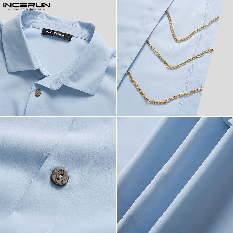 INCERUN Áo Sơ Mi Khoét Lỗ Thời Trang Dành Cho Nam