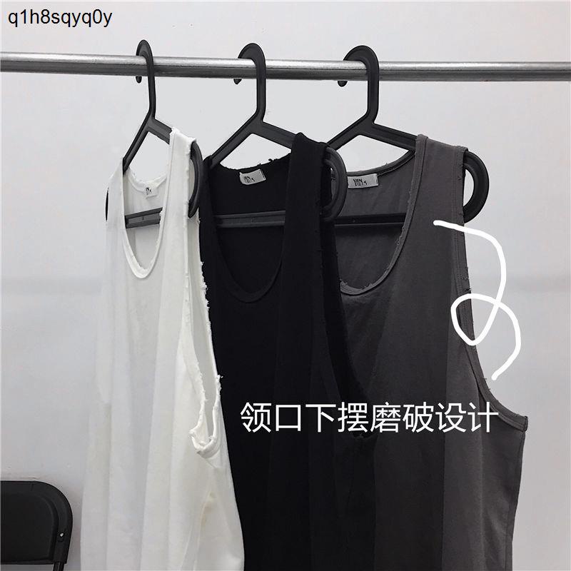 ao thunÁo Thun Sát Nách Dáng Rộng Phối Rách Kiểu Hip-Hop Đường Phố Cá Tính