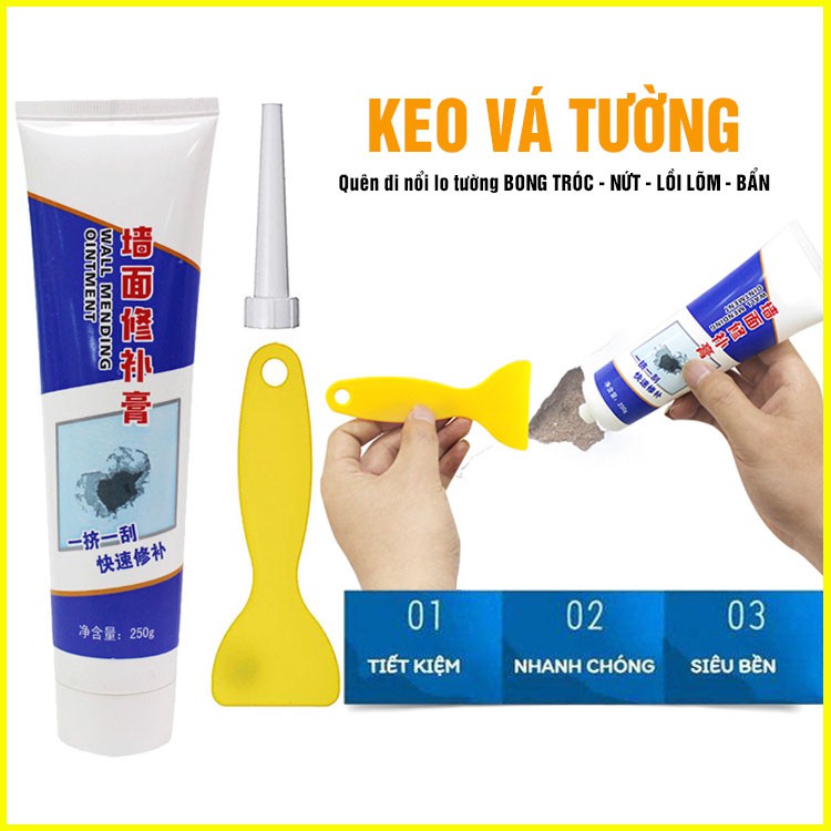 Keo Vá Tường Chống Thấm STS 250gr - Trám Trét Vết Nứt Khe Hở Tường - Chống Mốc Ẩm Làm Sạch Tường