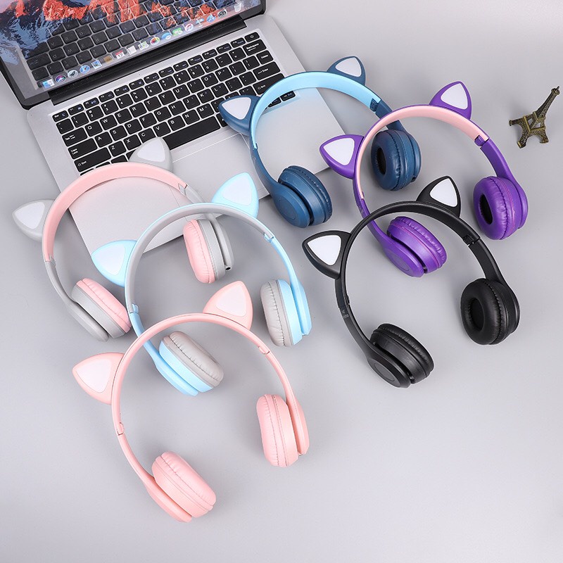 Tai Nghe không dây P47 Tai nghe Mèo Bluetooth P47M đèn LED có míc,thẻ nhớ