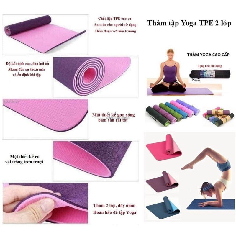 Thảm tập yoga 2 lớp TPE cao cấp