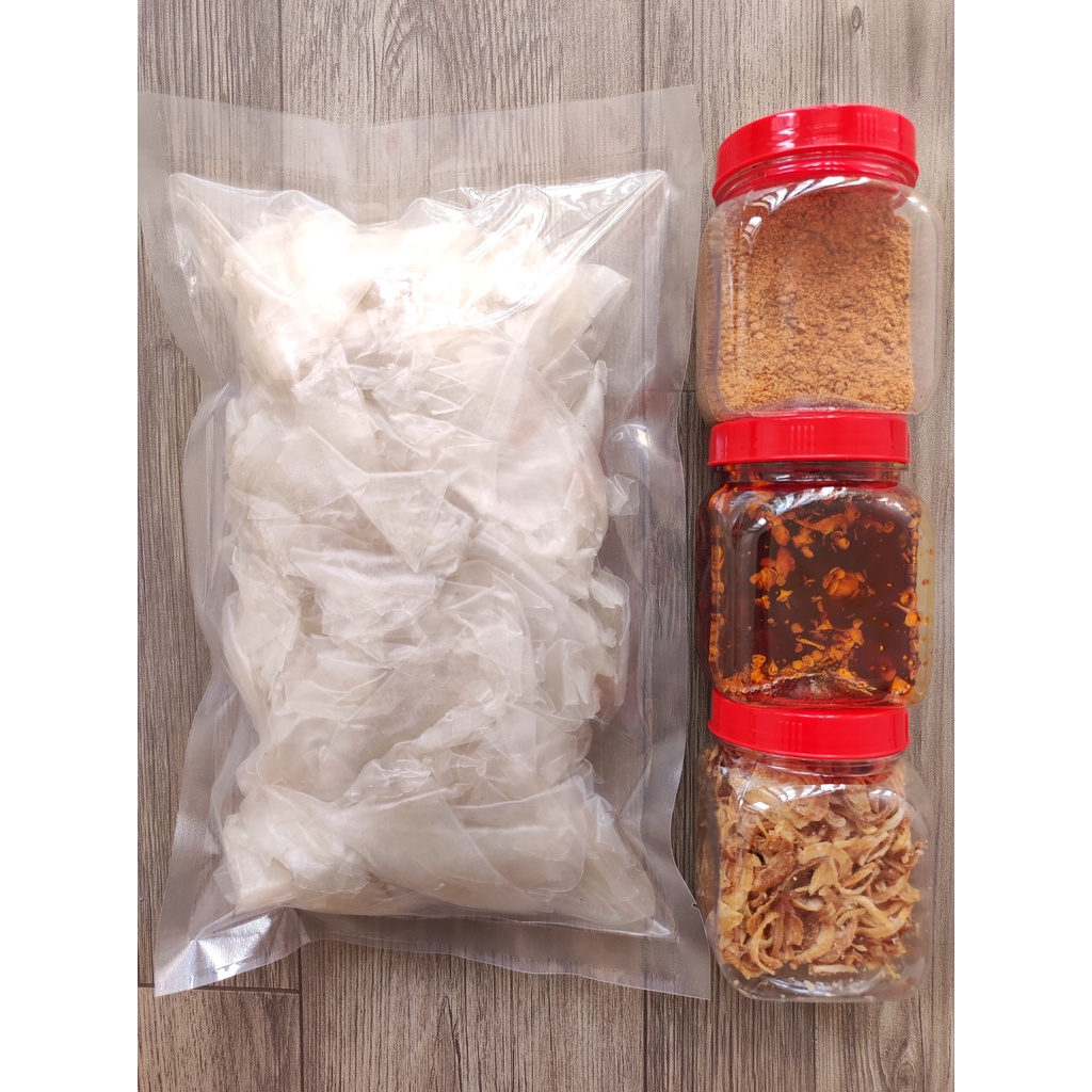 [500g PSMN sa tế hành phi] | Combo 500g bánh tráng phơi sương + hủ muối nhuyễn + hủ sa tế + hủ hành phi | Chợ Cô Thu