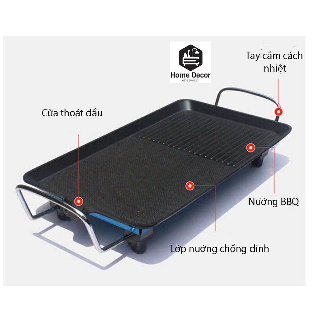 Bếp nướng điện đa năng ELECTRIC BARBECUE CHÍNH HÃNG không khói mặt trắng lớp đá siêu chống dính giúp vệ sinh dễ dàng !