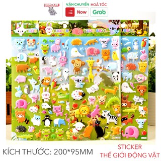 Sticker 3D chống thấm THẾ GIỚI ĐỘNG VẬT dán cho bé đồ chơi dán giải trí học thêm về con vật động vật