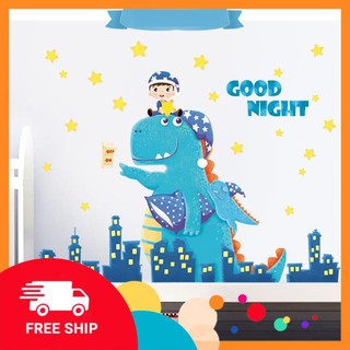⚡️𝗙𝗥𝗘𝗘𝗦𝗛𝗜𝗣⚡️ Decal dán tường Khủng long xanh