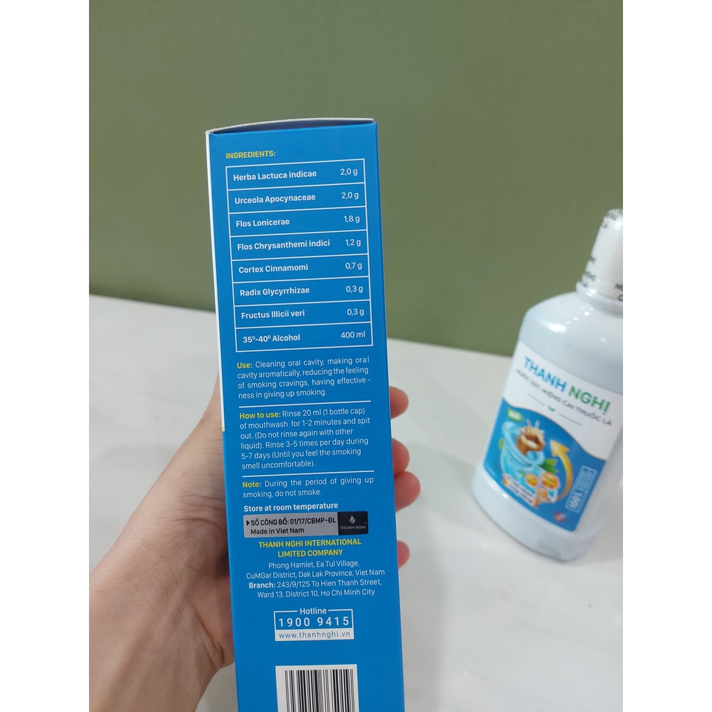 Cai thuốc lá Thanh Nghị 400ml, mẫu mới, thảo dược cai dứt điểm thuốc lá thuốc lào, không tái hút