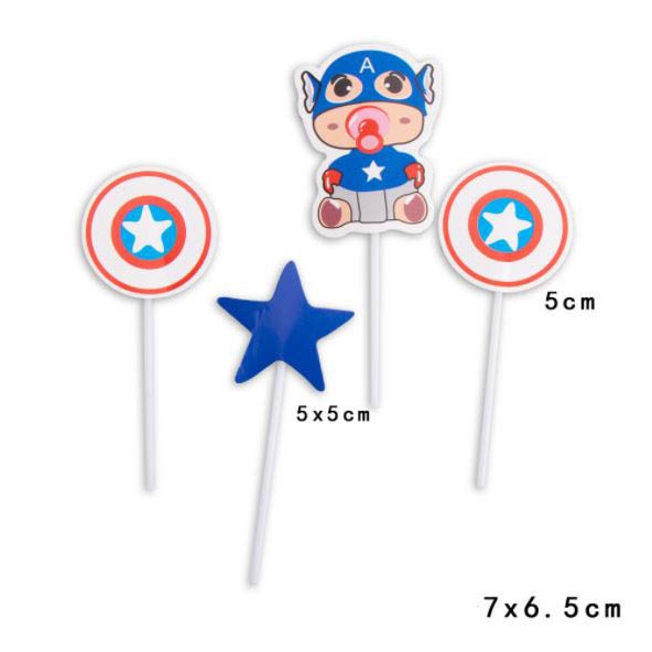 Trang Trí Bánh Sinh Nhật Bánh Kem - SET THẺ CẮM SIÊU NHÂN A, POW