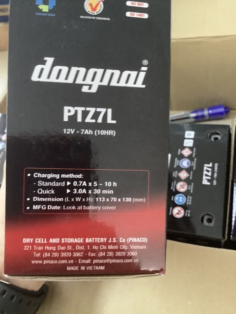 Bình Ắc Quy Khô ĐỒNG NAI PTZ7L  - Dành cho DYLAN 150, SH125 Italia, Vespa Lx125, Old LEAD 125, PIAGGIOLIBETTY,