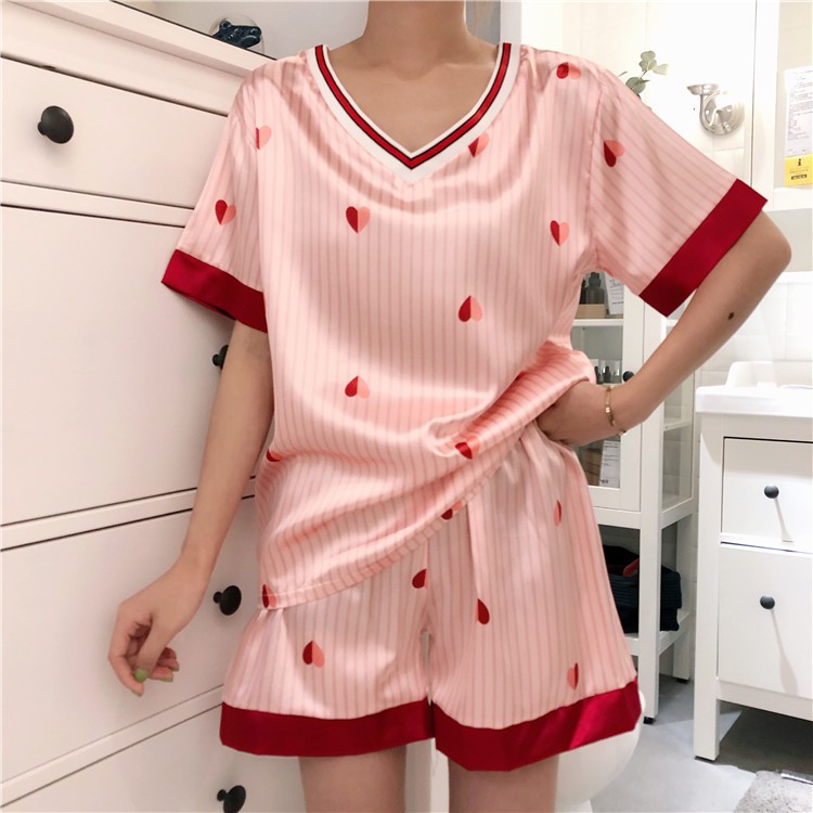 [ Mã WASTRUN4 giảm 10% tối đa 30K đơn 99K] Bộ Lụa mặc nhà ngắn Tim sọc cổ V 🌿 BIG SIZE 🌿 Lụa băng mềm mại - IVY081 | BigBuy360 - bigbuy360.vn