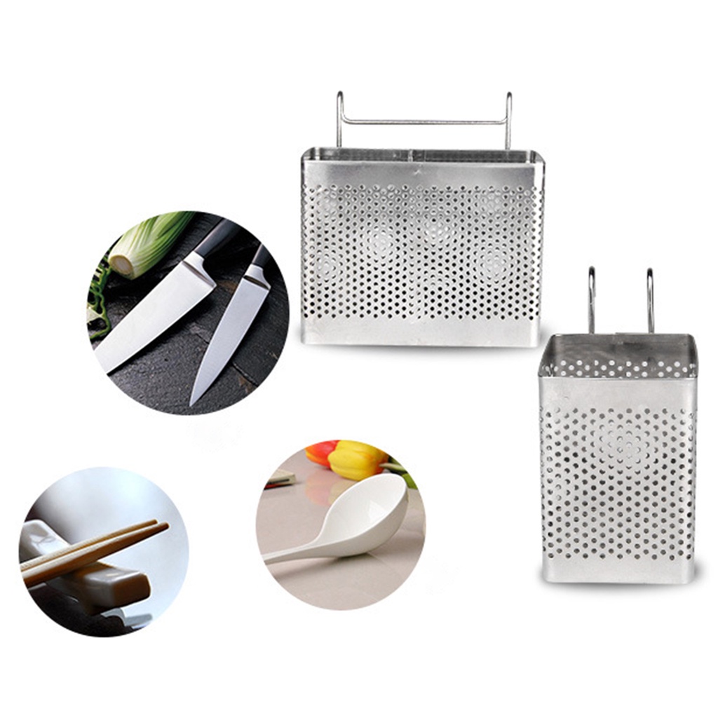 Giá Đỡ Đũa Bằng Thép Không Gỉ Có Móc Treo Tiết Kiệm Không Gian Cho Nhà Bếp