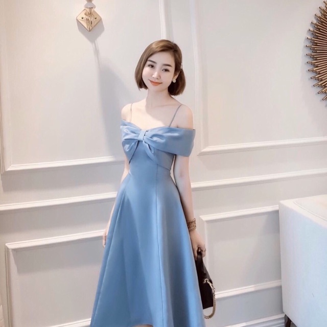 Đầm 2 dây xanh paster (kèm hình thật)