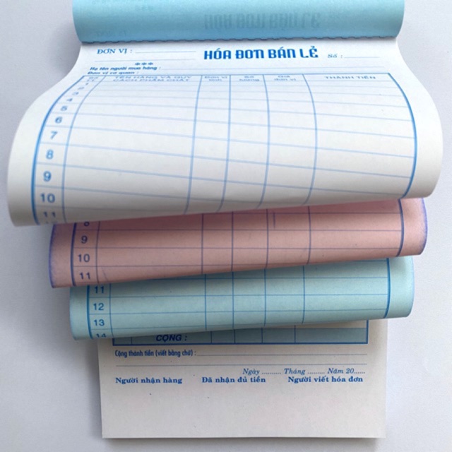 Hóa đơn 3 liên 13x19cm (50 bộ=150 tờ)