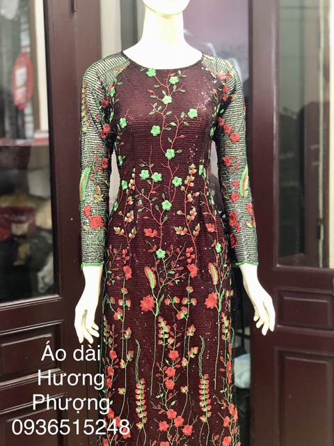 ÁO DÀI TRUNG NIÊN REN KIM SA