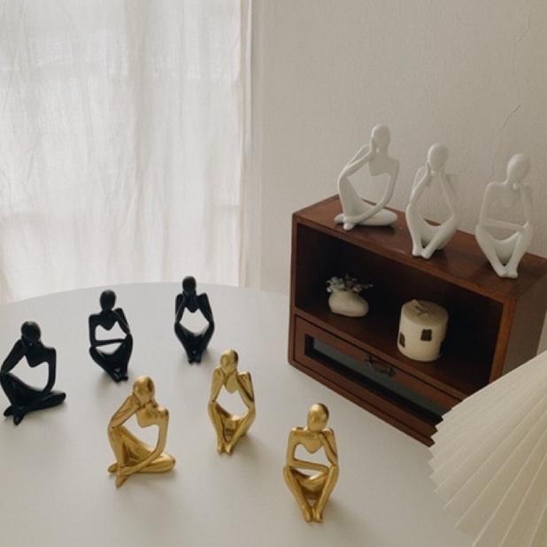 Mô Hình Tượng Người Suy Tư Mini Phong Cách Vintage Hàn Quốc Cổ Điển Trang Trí Phòng Ngủ