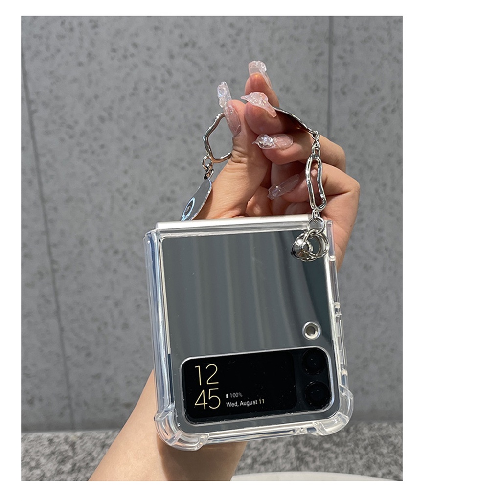 Ốp Điện Thoại Nắp Gập Tráng Gương Có Vòng Đeo Tay Cho Samsung Galaxy Z Flip 3 5G Z Flip 4 1 / 2 Z Flip3 ZFlip3 ZFlip 3 Z Flip4 ZFlip 4