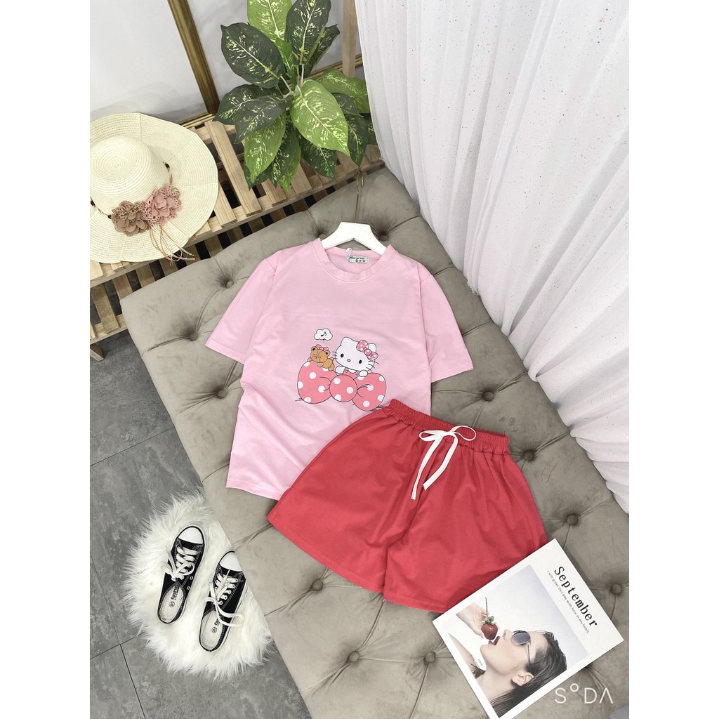 Set đồ nữ cá tính, set quần sóc áo thun đi chơi sang chảnh mùa hè đẹp 8A00086 | BigBuy360 - bigbuy360.vn