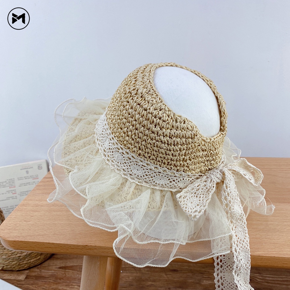 Mũ Chống Nắng Thiết Kế Phối Ren Nơ Dễ Thương Thoáng Khí 2022 Dành Cho Nữ