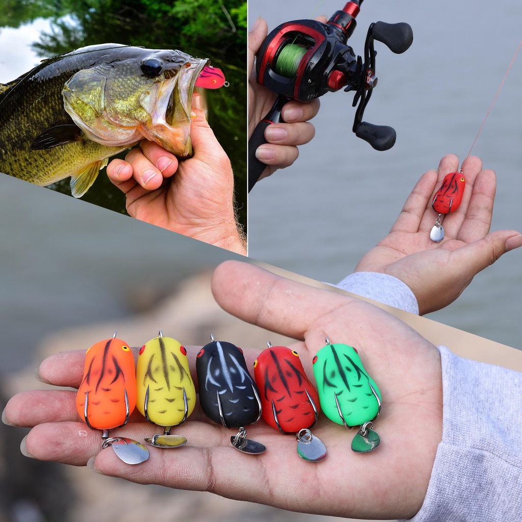 Mới Sequin Frog Mồi Câu Cá Mồi Câu Cá Mềm 4.5cm/7g Soft Bionic Frog Frog Móc Đôi Mô Phỏng Cơ Thể Rỗng Xoay Mồi Giả Đúc Trên Móc Công Cụ Câu Cá Trên Mặt Nước