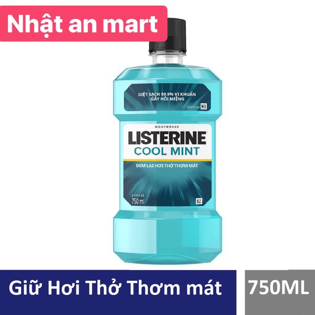 Nước súc miệng Listerine coolmint 750ml + Tặng thêm chai 250ml